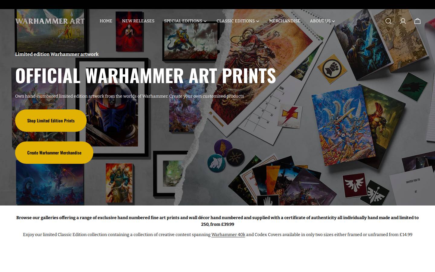 warhammerart.com homepage screenshot
