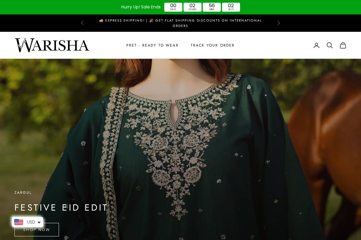 Warishapret homepage screenshot