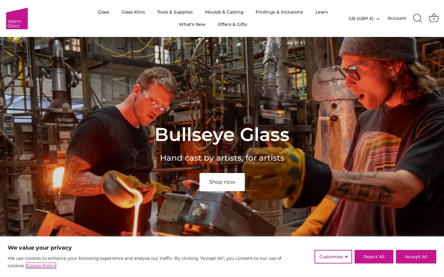 Warm Glass homepage screenshot
