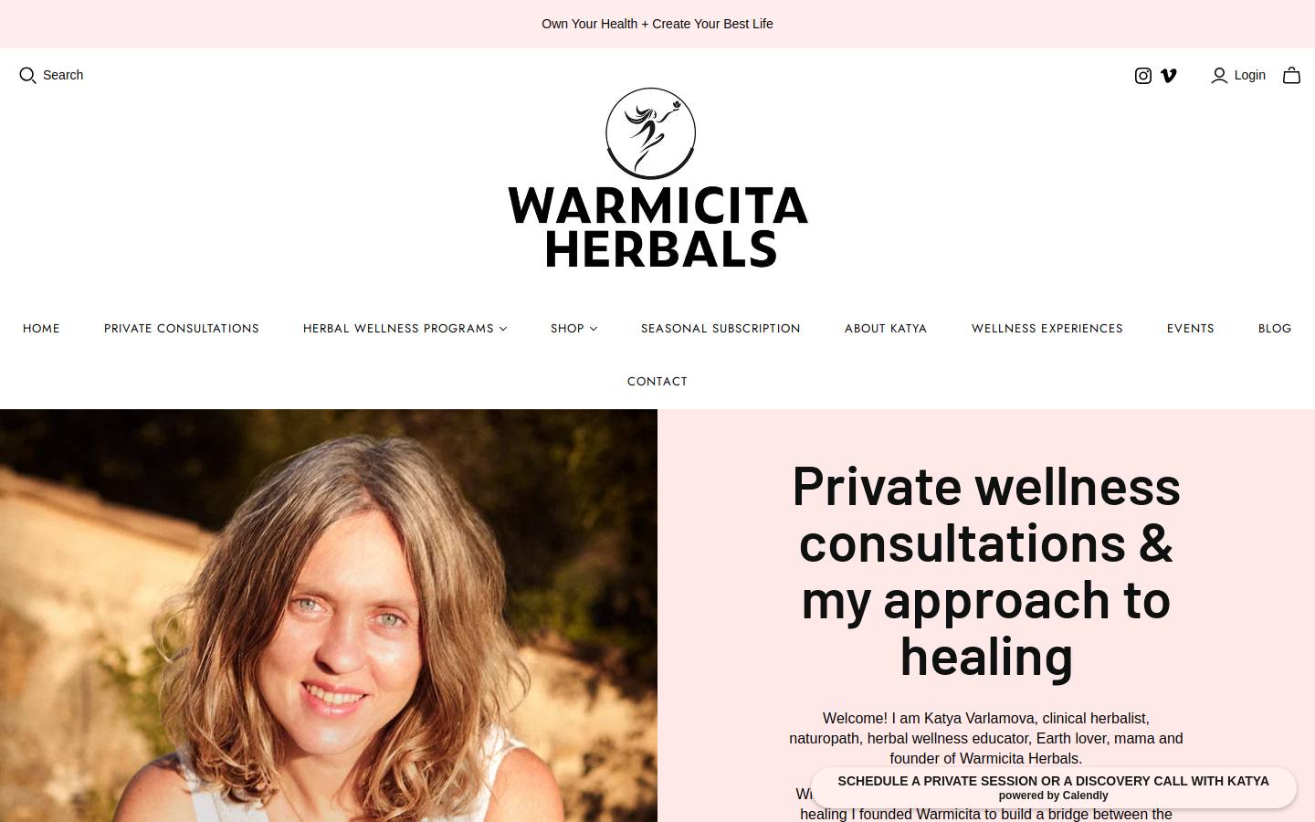 warmicitaherbals.com homepage screenshot