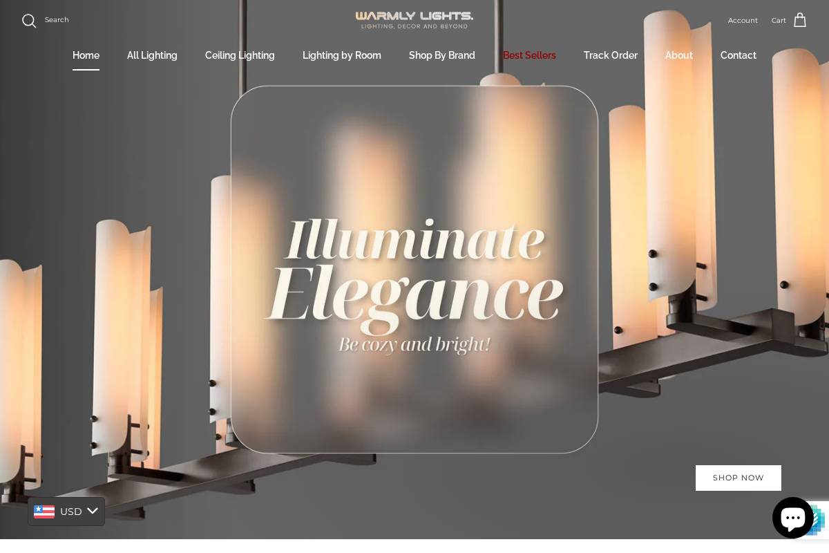 warmlylights.com homepage screenshot