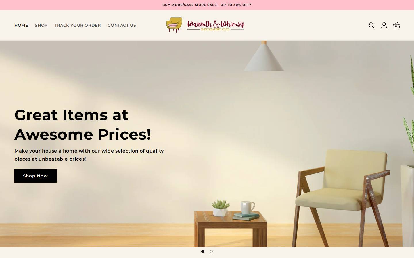 warmthwhimsyhome.com homepage screenshot