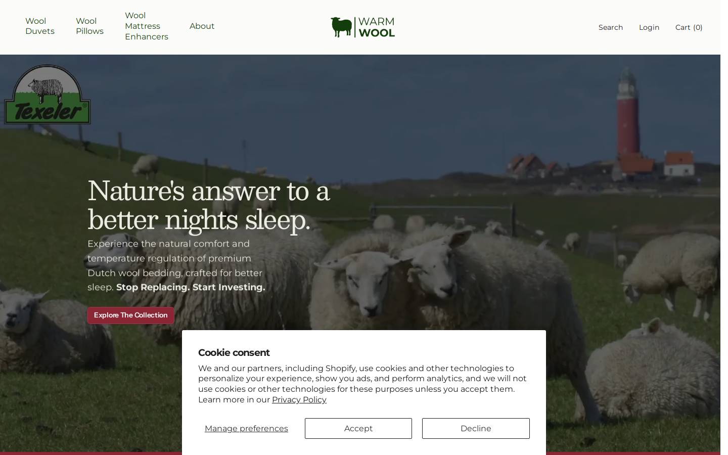 Warmwool homepage screenshot
