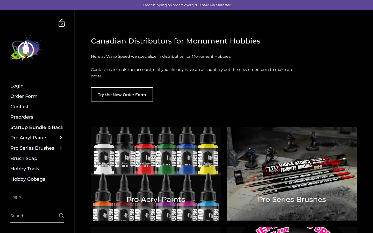 warpspeeddistribution.com homepage screenshot
