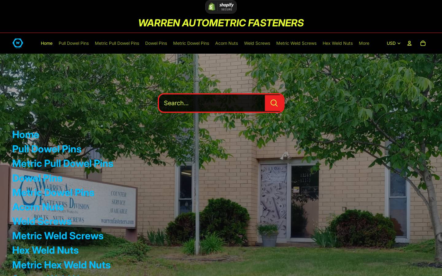 warrenfasteners.com homepage screenshot