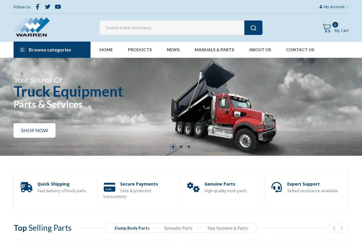 warrenparts.com homepage screenshot