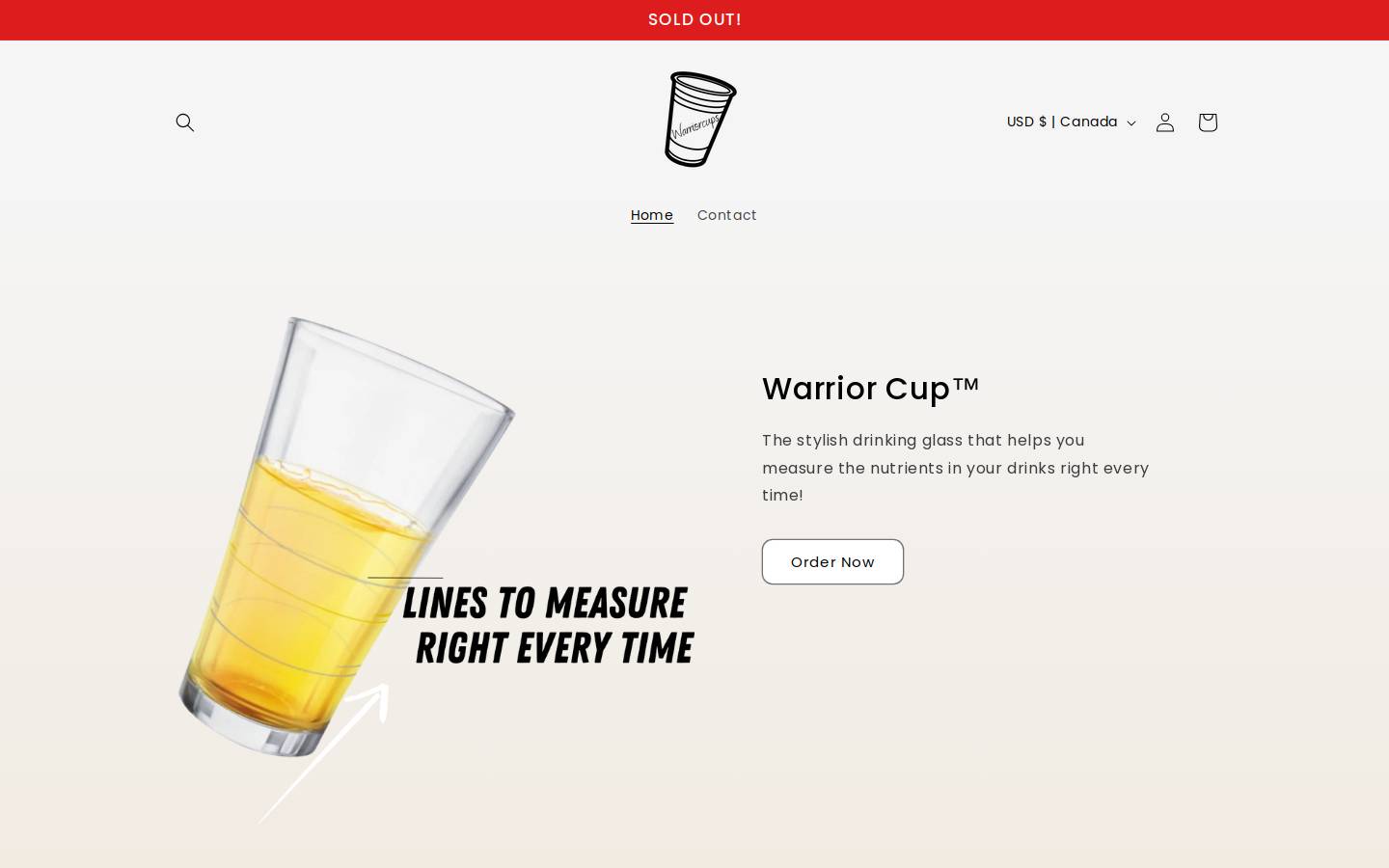 warriorcups.com homepage screenshot
