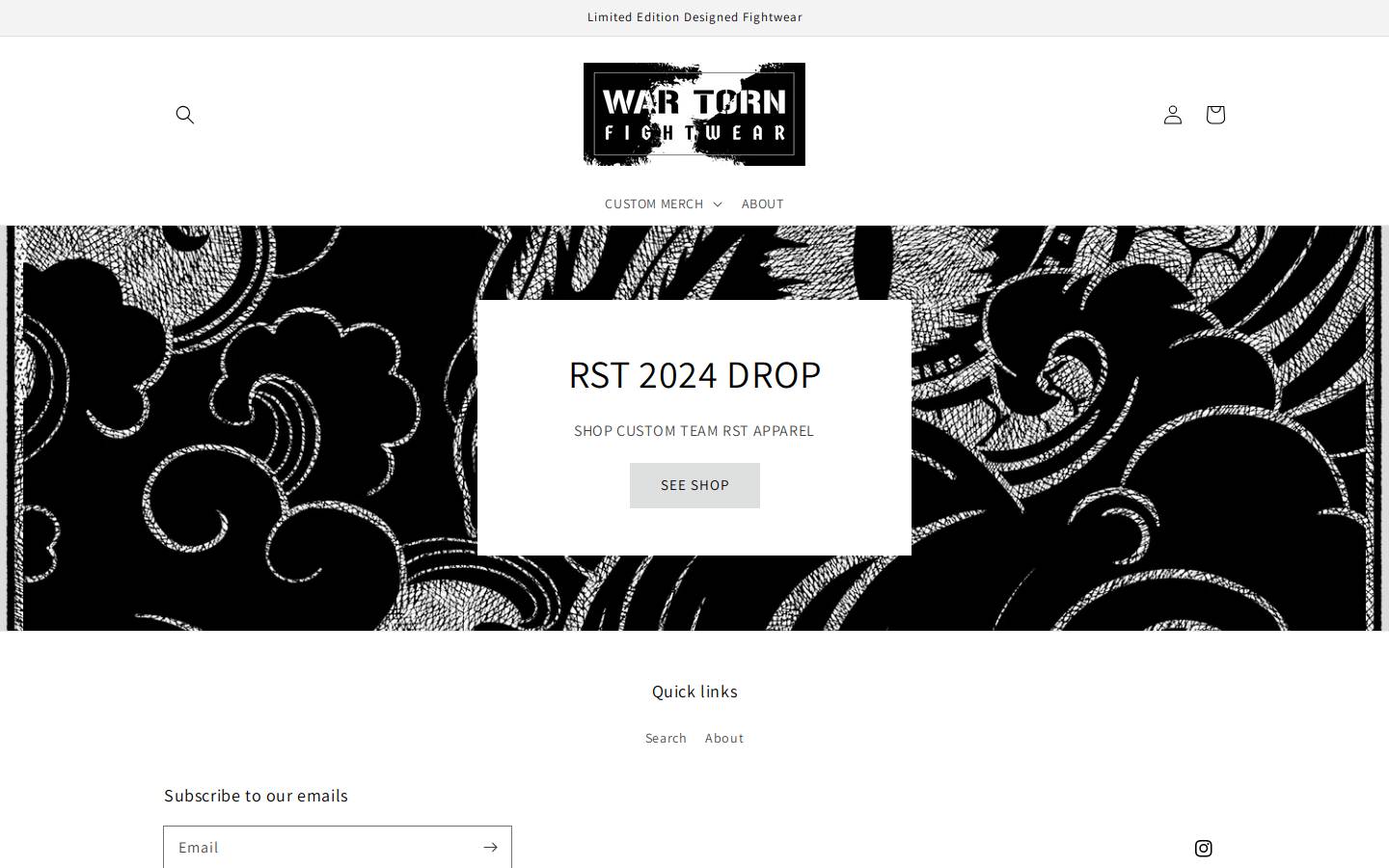 wartornfightwear.com homepage screenshot