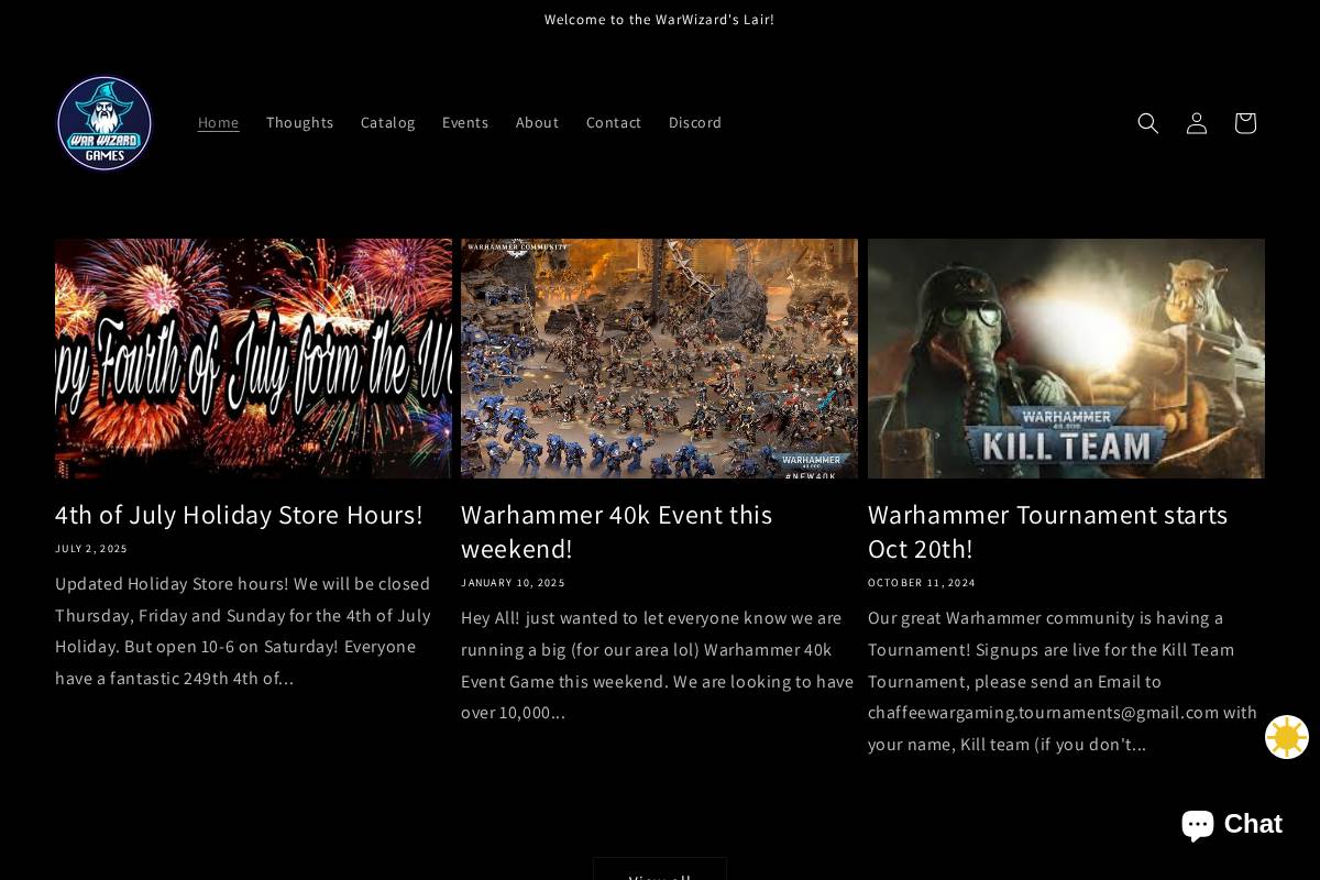 warwizardgames.com homepage screenshot