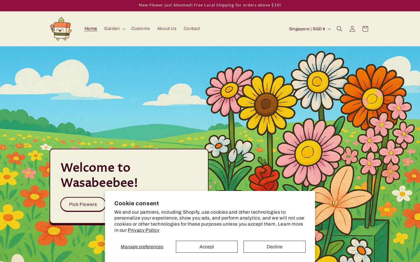 wasabeebee.com homepage screenshot