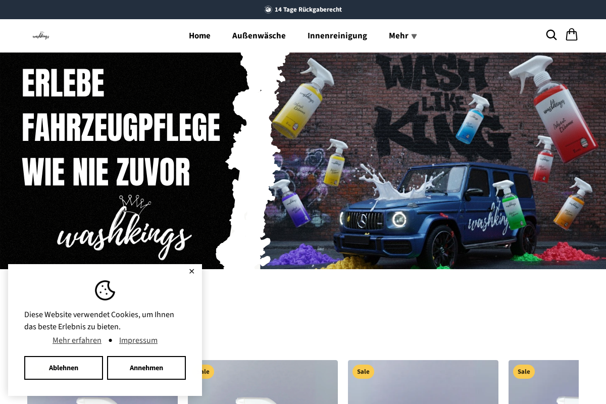washkings.de homepage screenshot