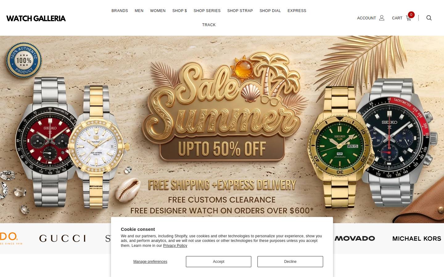 Watch Galleria homepage screenshot