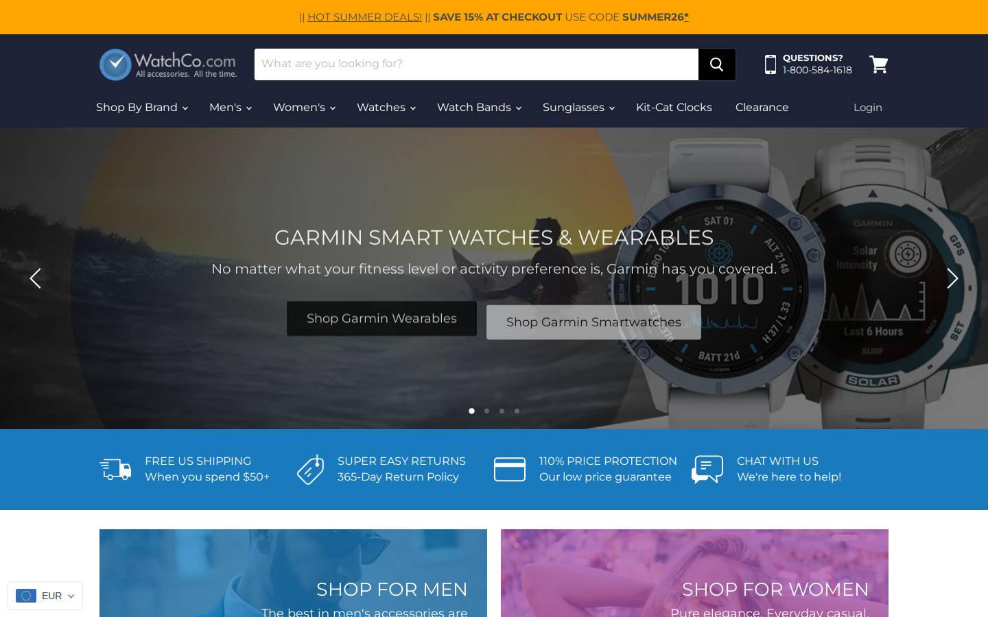 WatchCo.com homepage screenshot