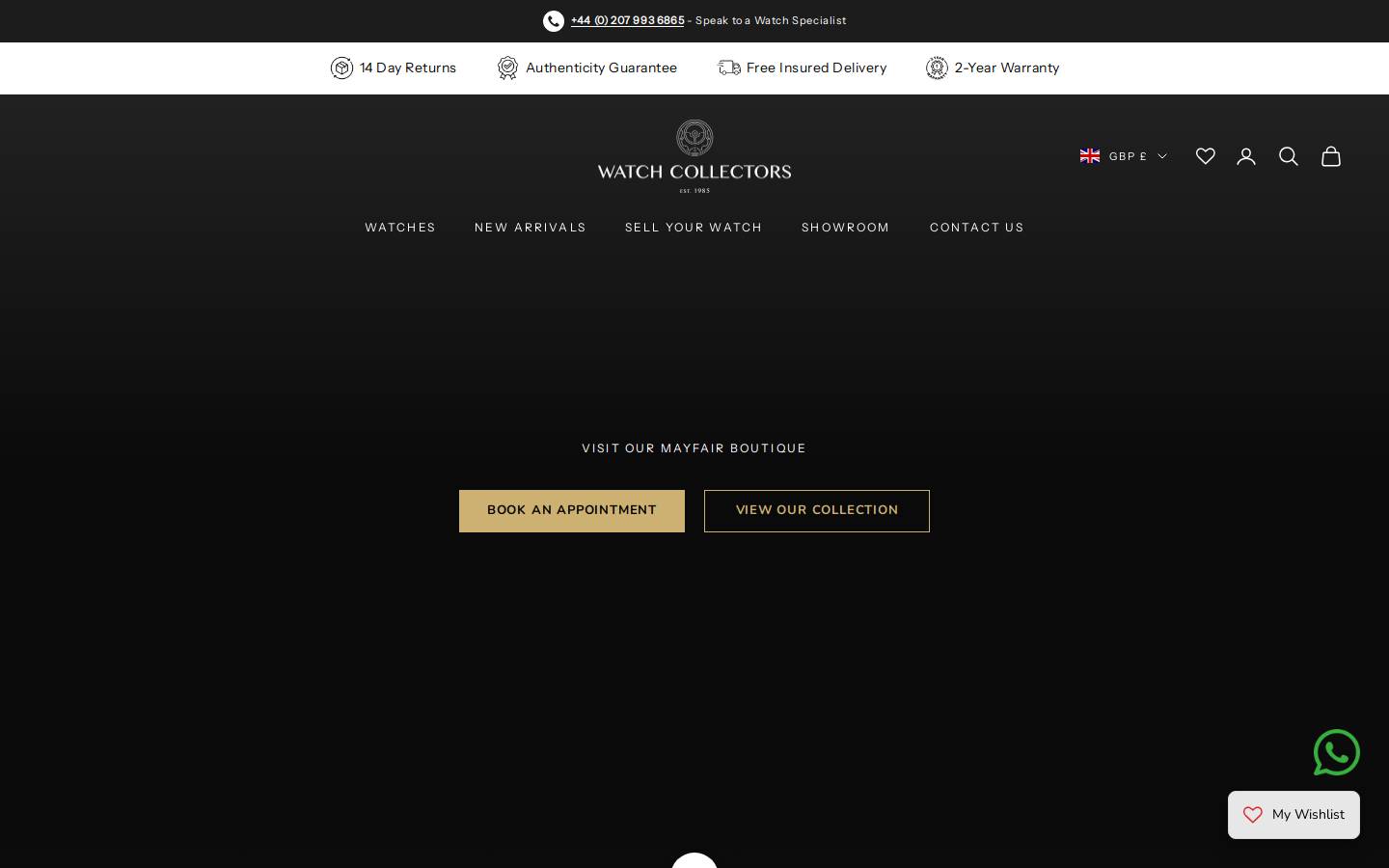 WatchCollectors.co.uk homepage screenshot