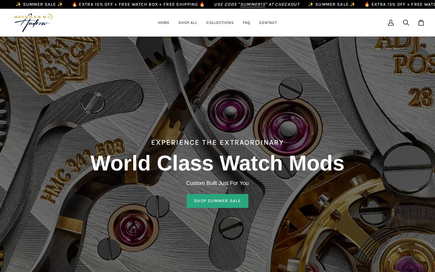watchesbyandrew.com homepage screenshot