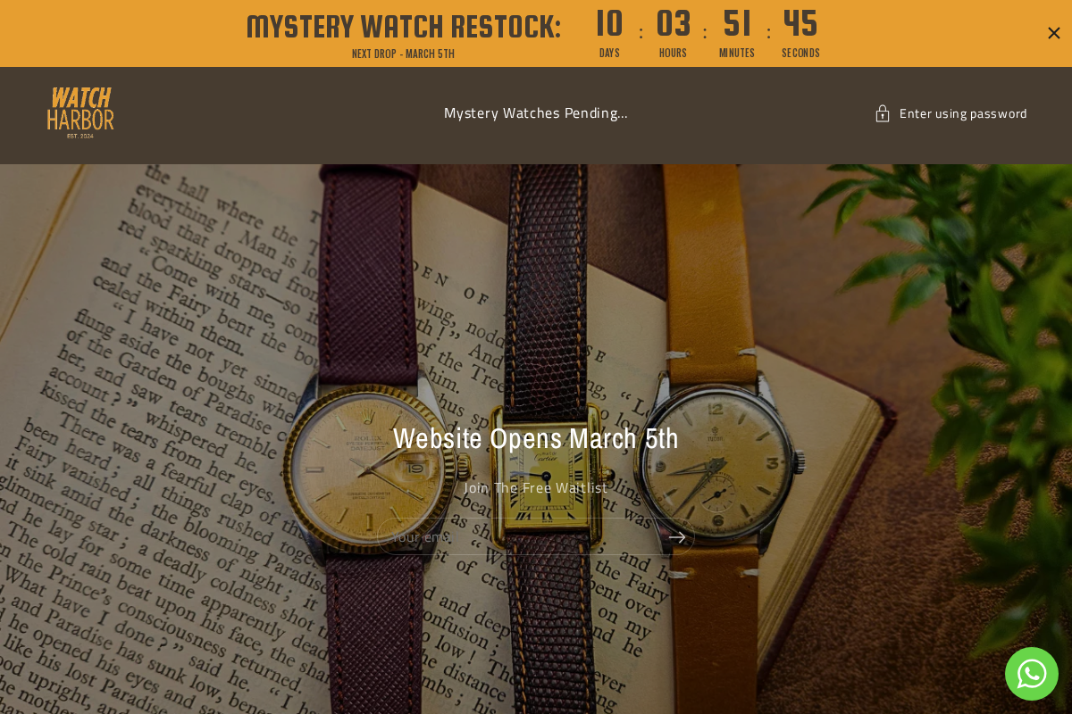 Watch Harbor homepage screenshot