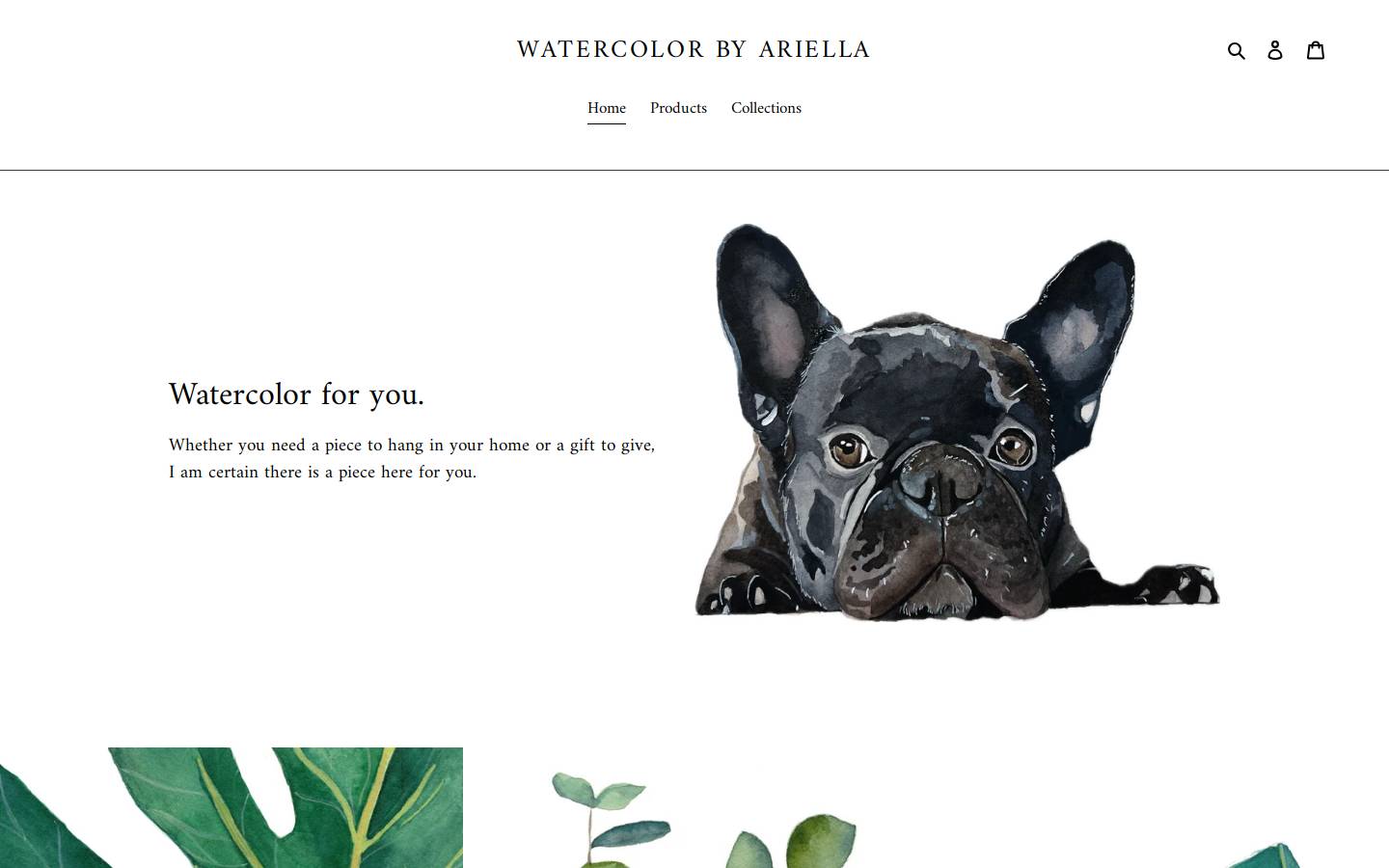 watercolorbyariella.com homepage screenshot
