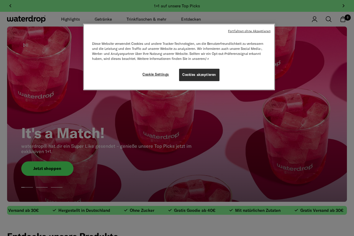 Waterdrop homepage screenshot