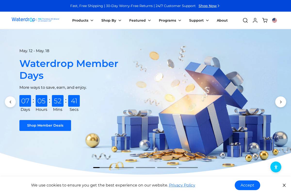 Waterdrop homepage screenshot
