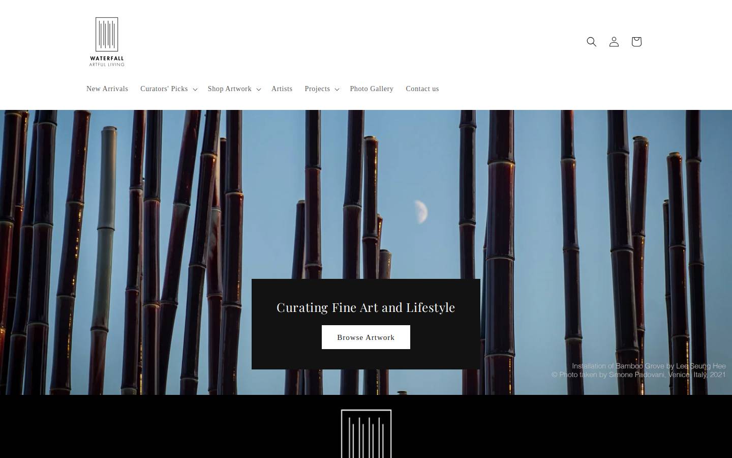 waterfallartfulliving.com homepage screenshot