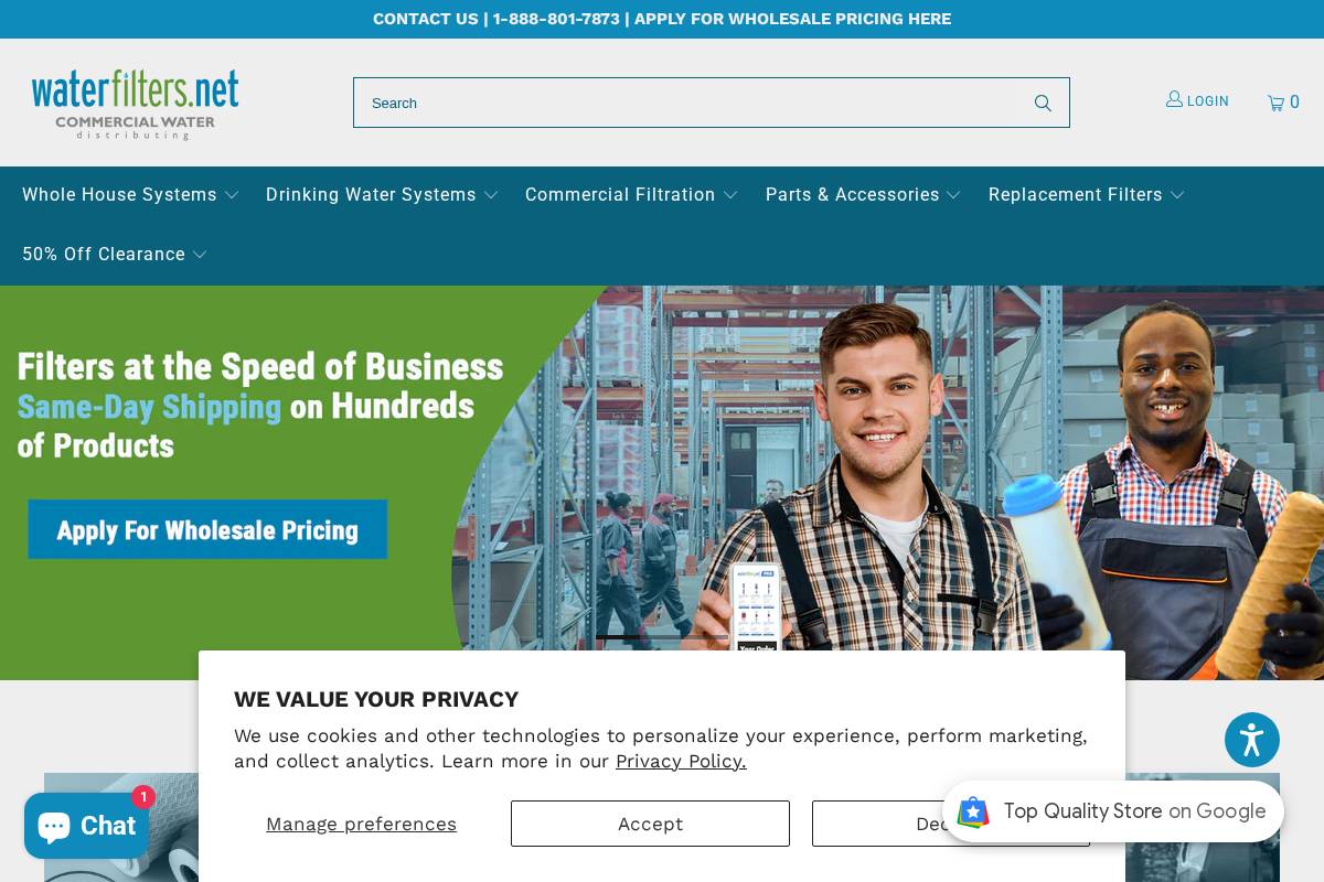 Water Filters homepage screenshot