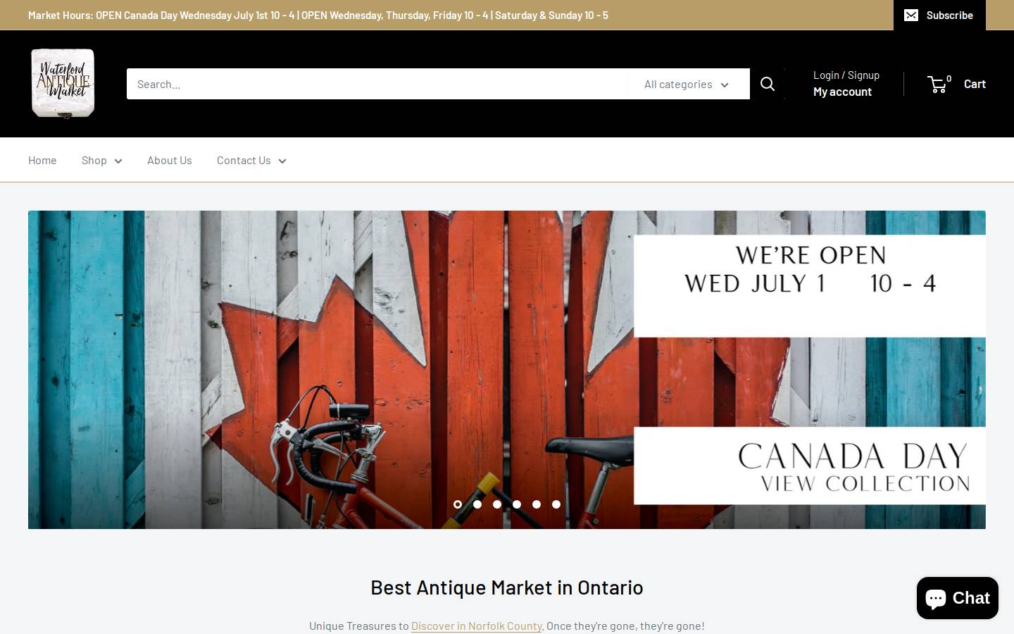 waterfordantiques.com homepage screenshot
