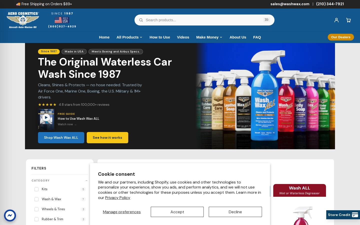 waterlesscarwash.com homepage screenshot