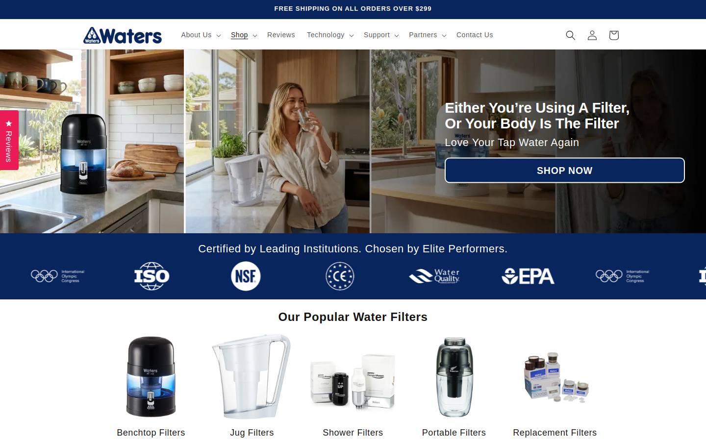 waters.co.nz homepage screenshot