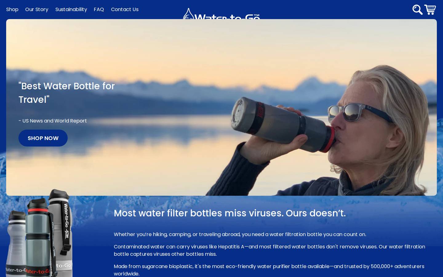watertogousa.com homepage screenshot