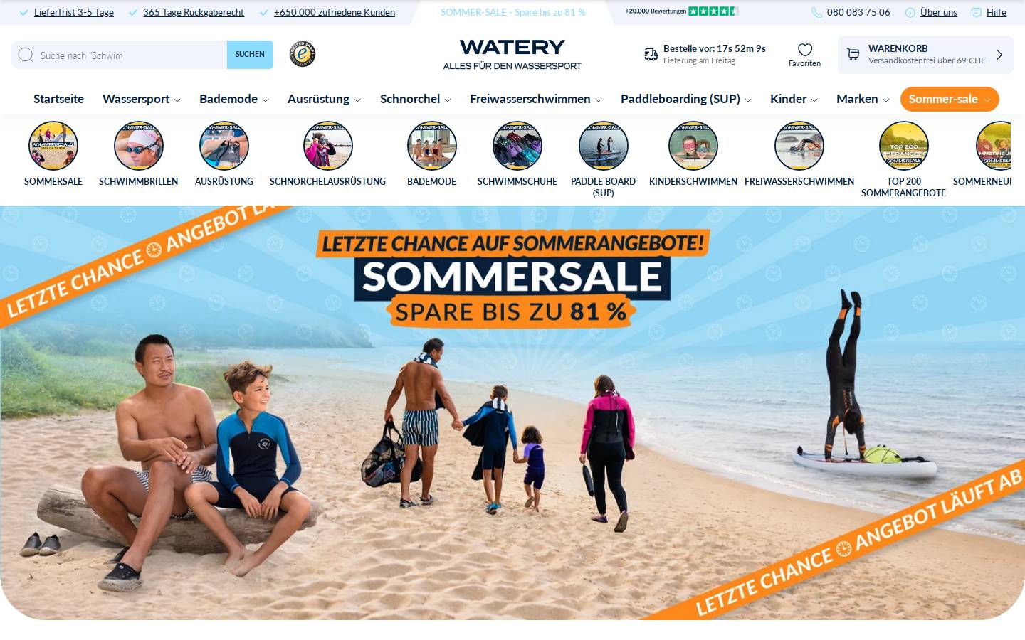 Watery.ch homepage screenshot