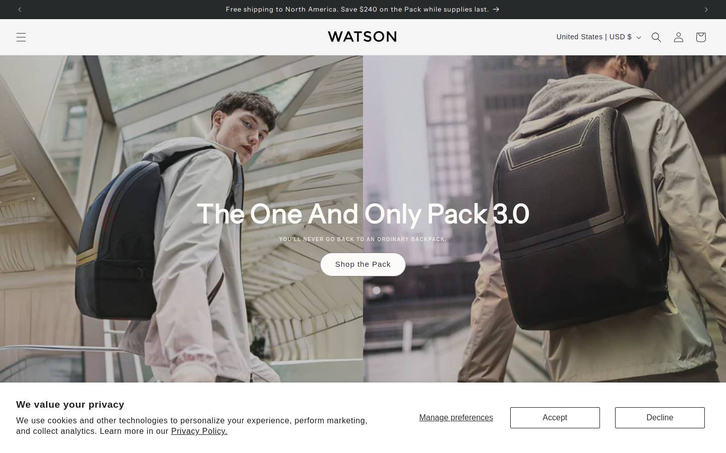 watsonpack.com homepage screenshot