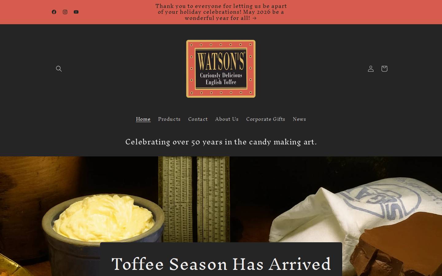 watsonstoffee.com homepage screenshot