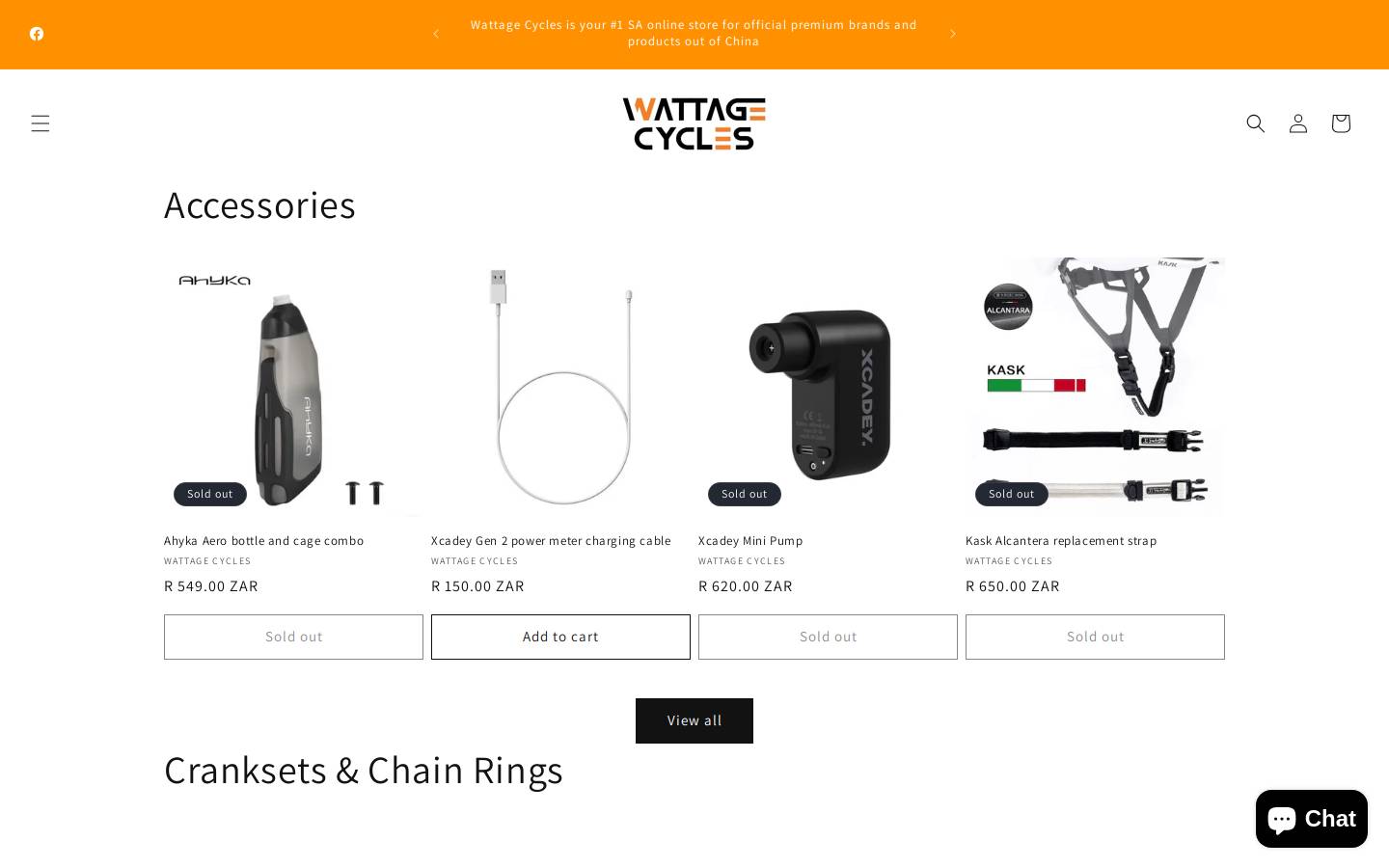 wattagecycles.co.za homepage screenshot