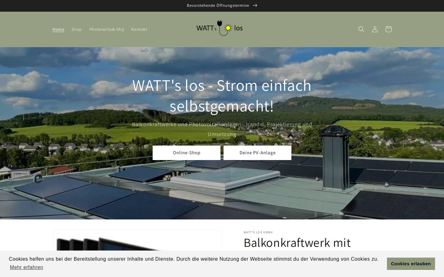 Wattslos homepage screenshot