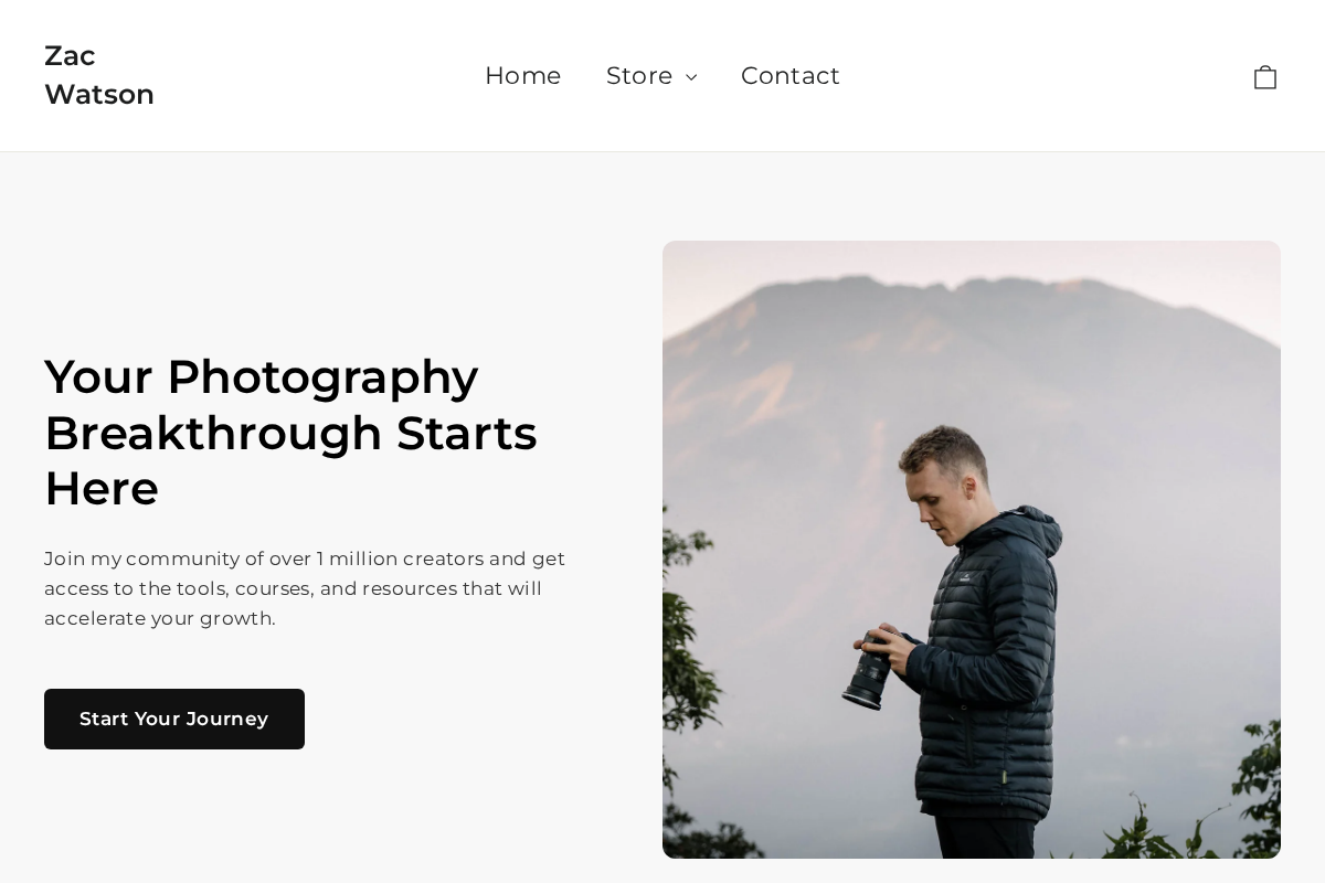 Zac Watson homepage screenshot