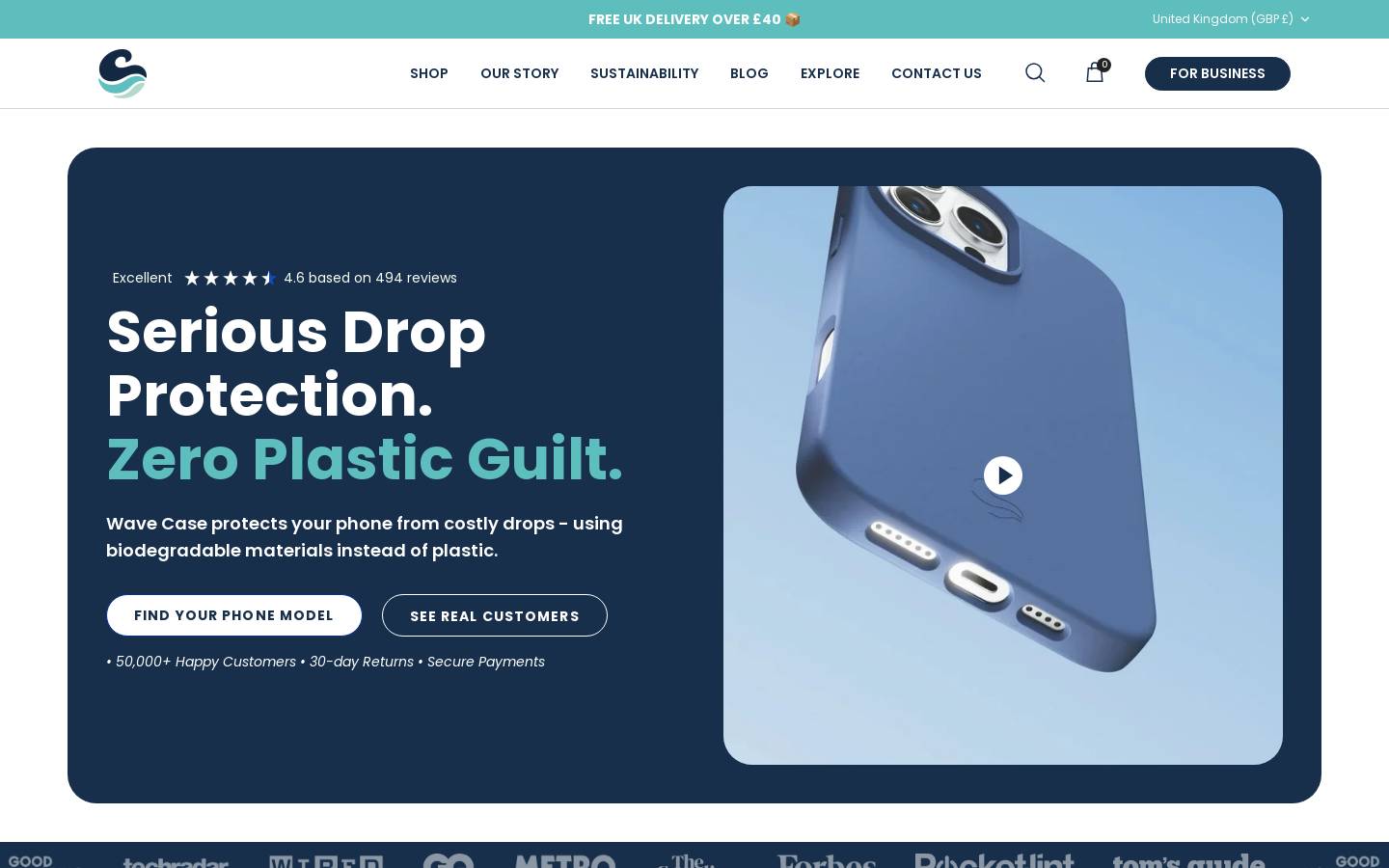 Wave Case homepage screenshot