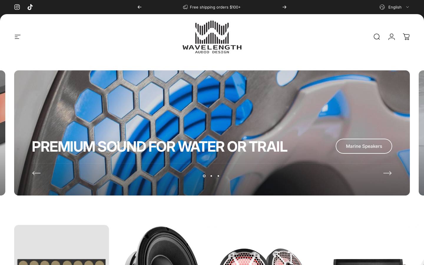 wavelengthmarineaudio.com homepage screenshot