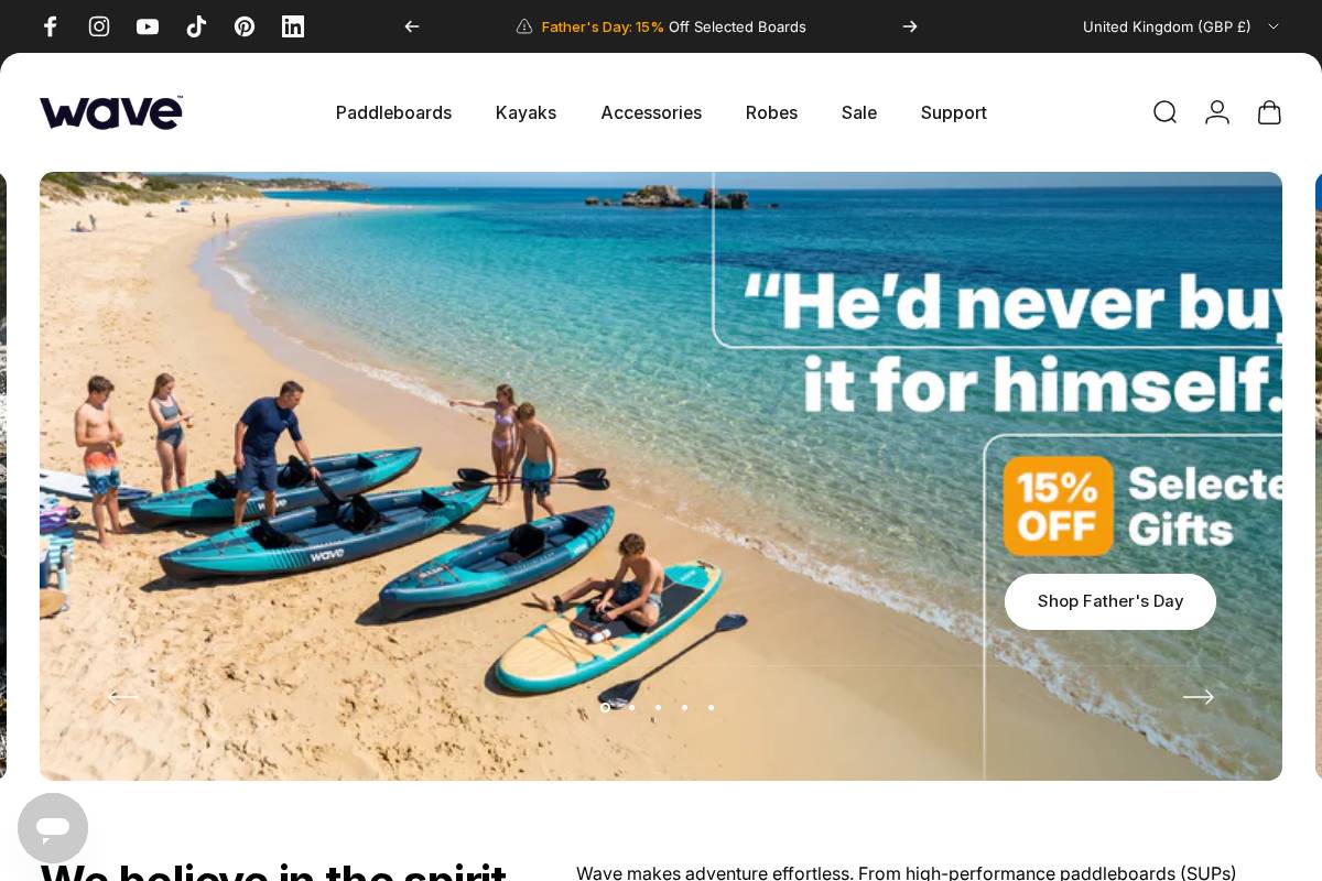 Wavesupboards homepage screenshot