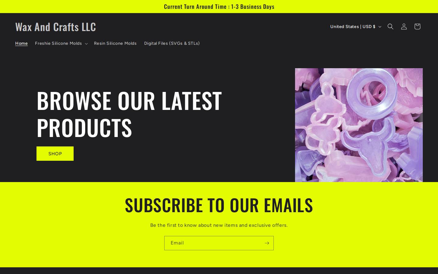 waxandcrafts.com homepage screenshot