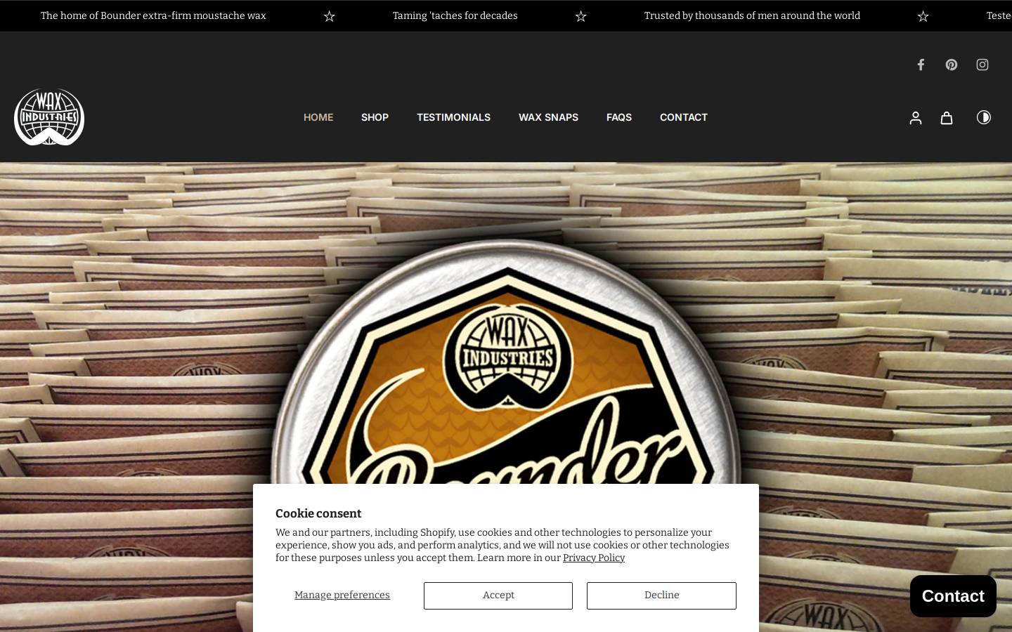 waxindustries.com homepage screenshot