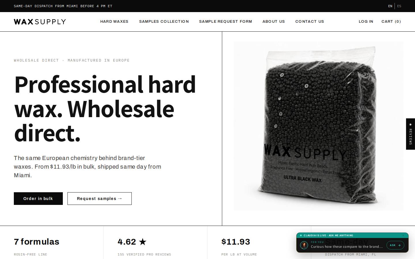 waxsupply.com homepage screenshot
