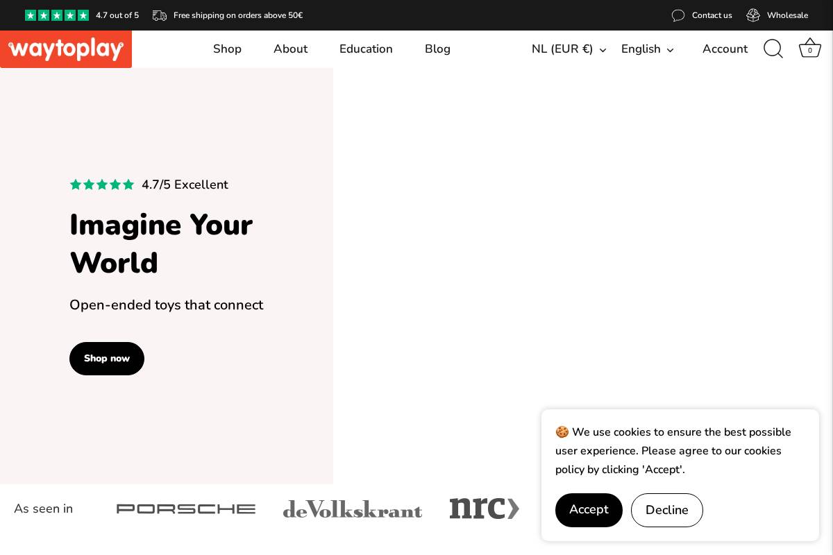 Waytoplay toys homepage screenshot