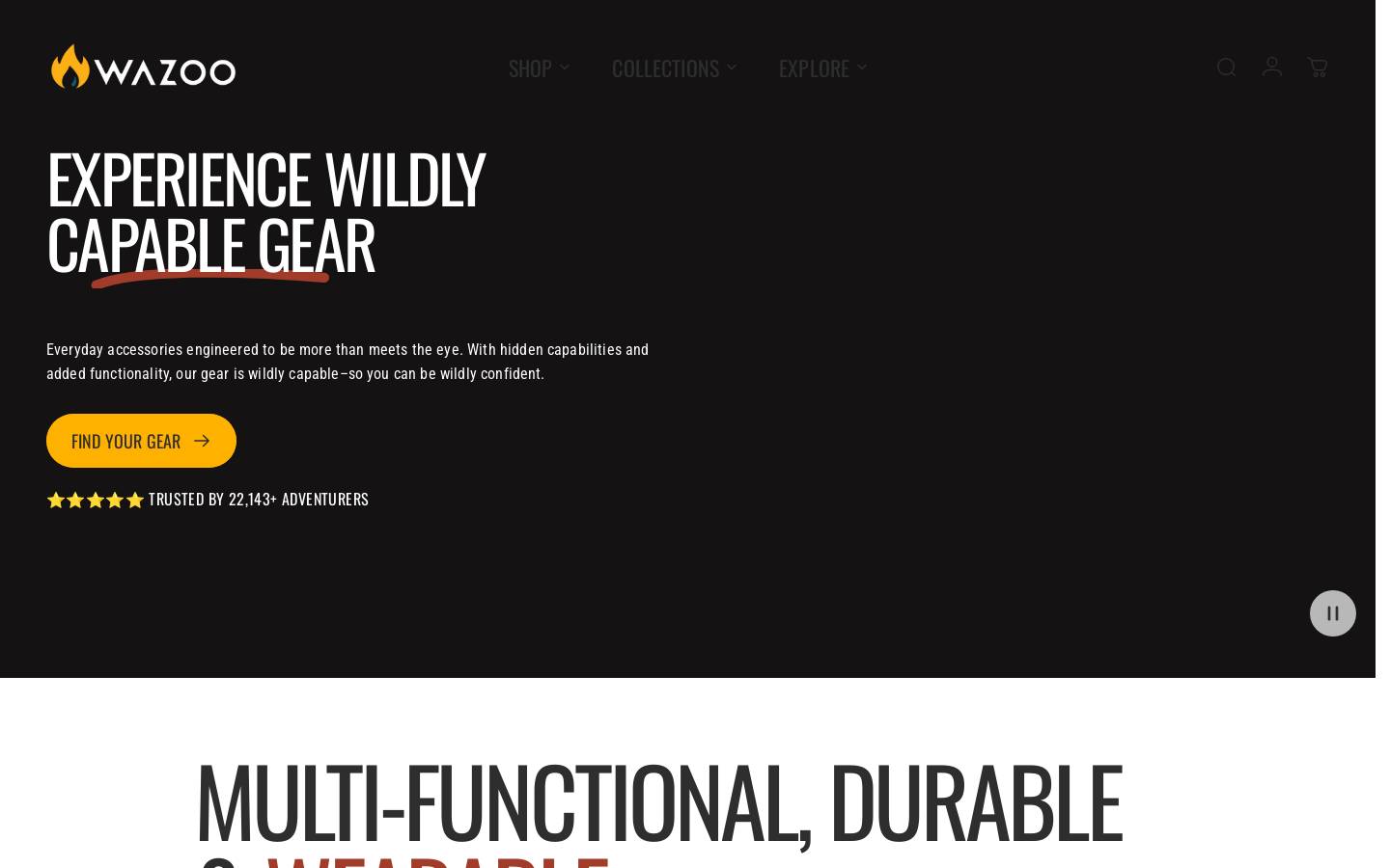 wazoogear.com homepage screenshot