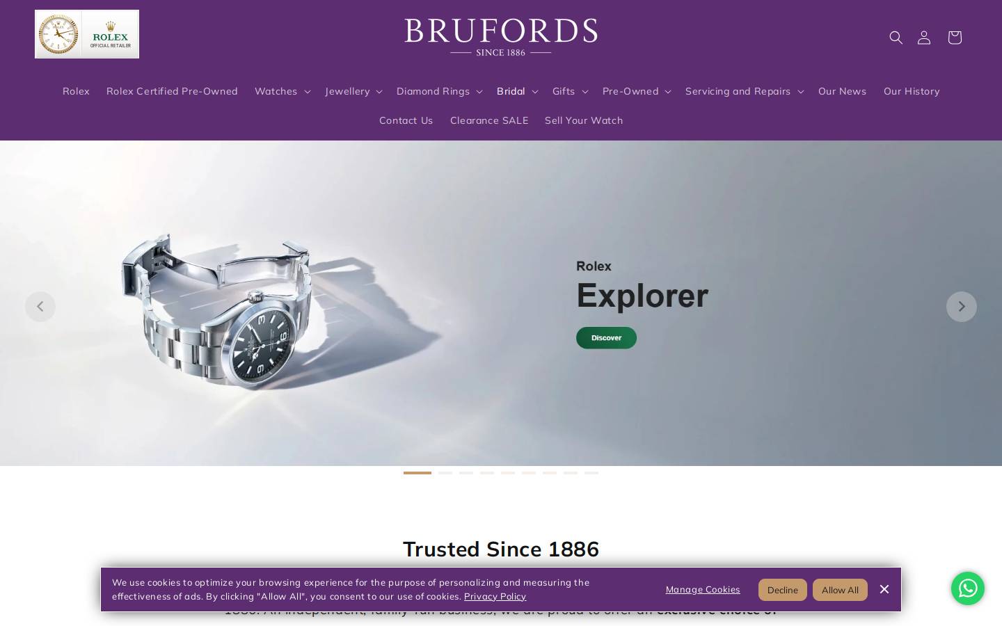 Brufords Jewellers homepage screenshot