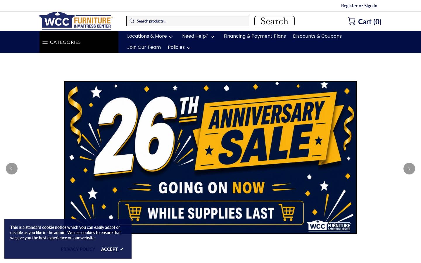 wccfurniture.com homepage screenshot