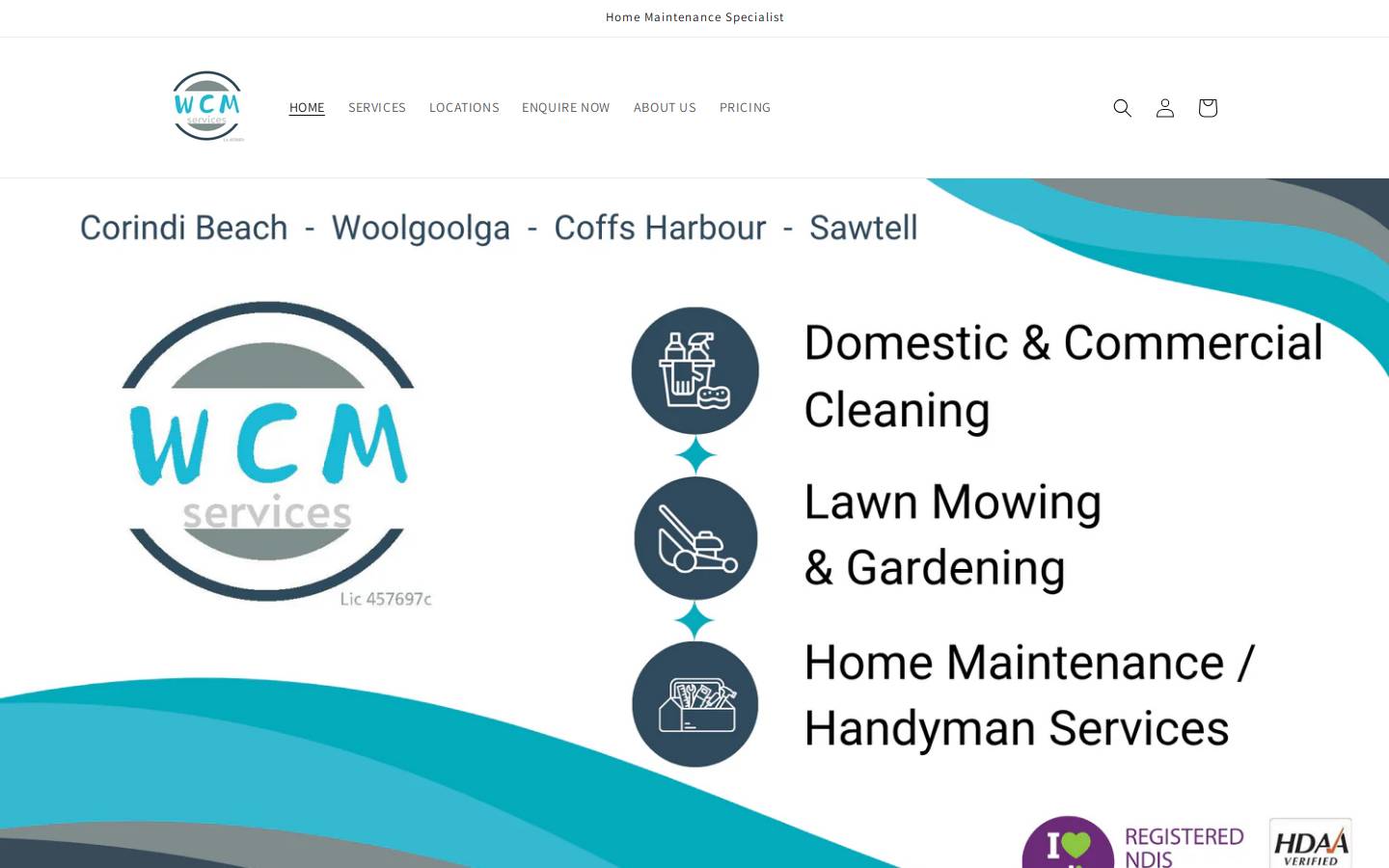 wcmservices.com.au homepage screenshot
