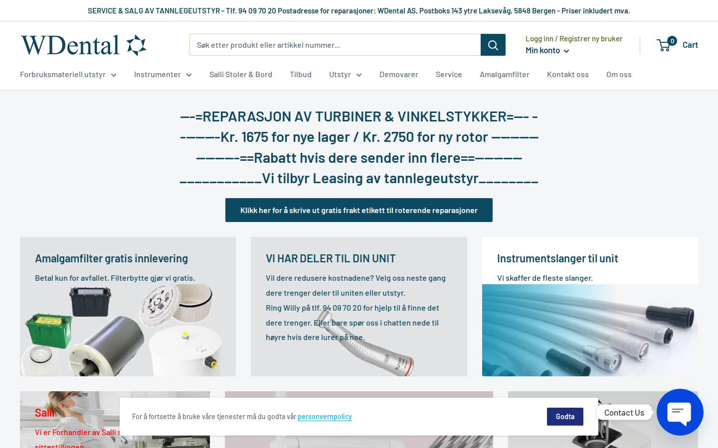wdental.no homepage screenshot
