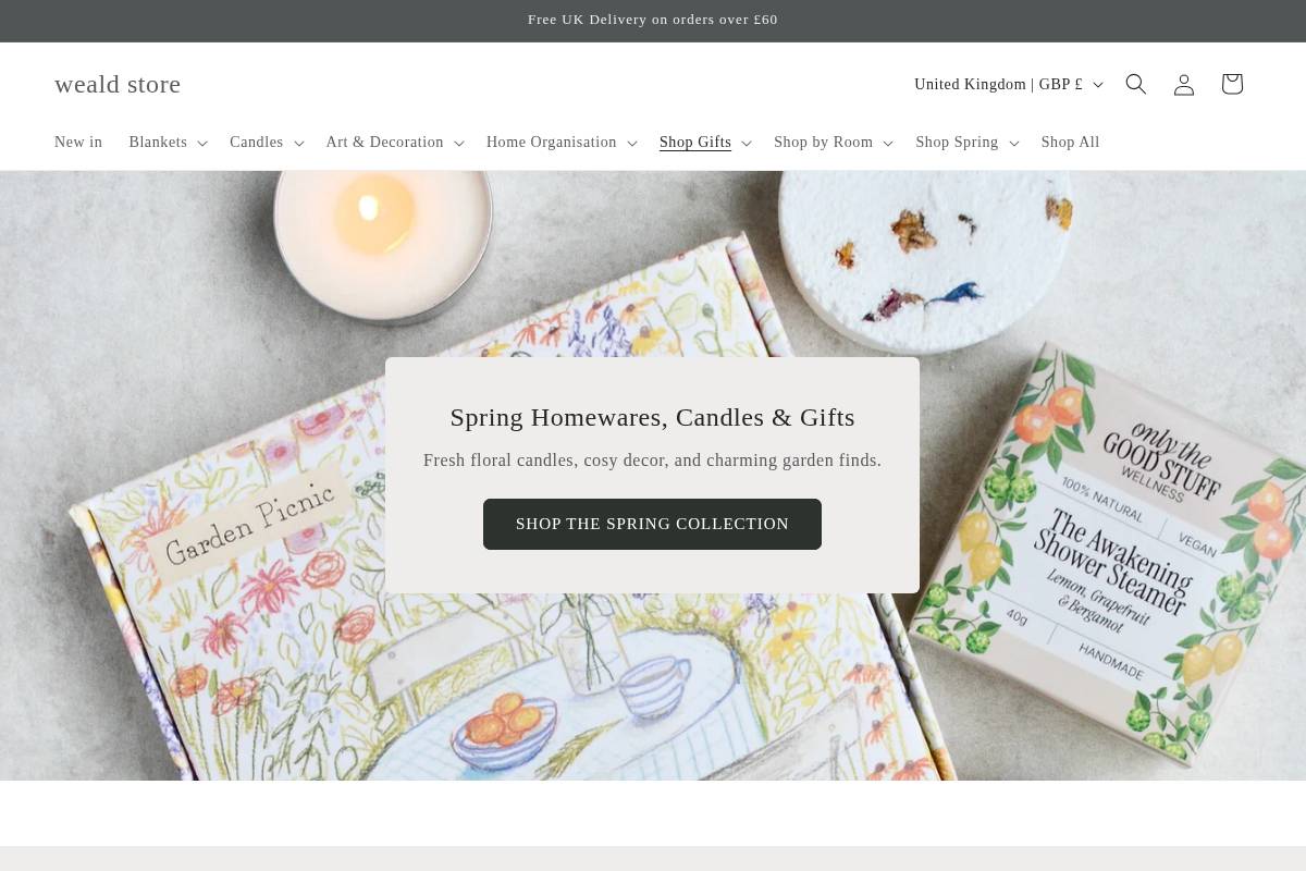 wealdstore.com homepage screenshot