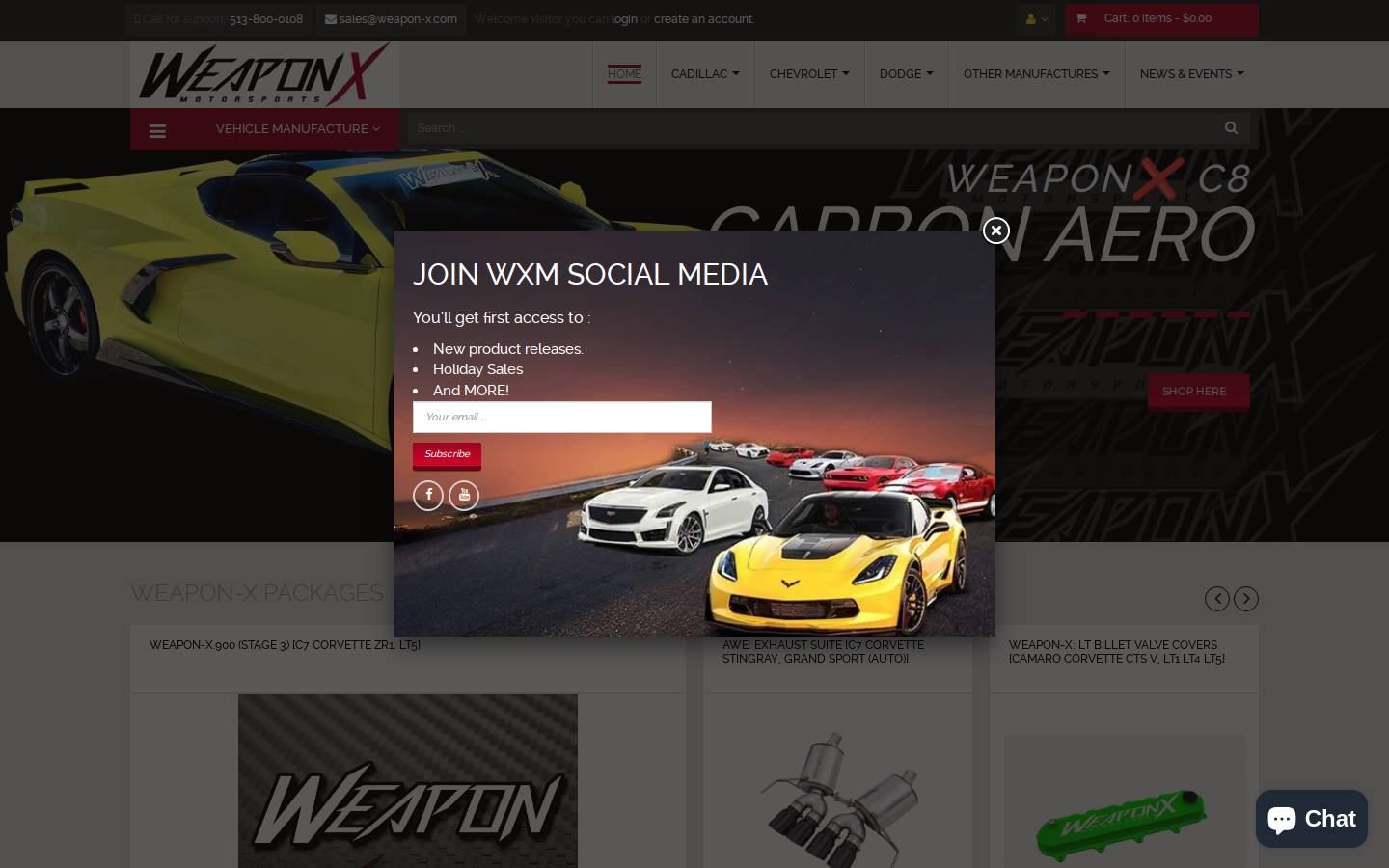 weaponxmotorsports.com homepage screenshot