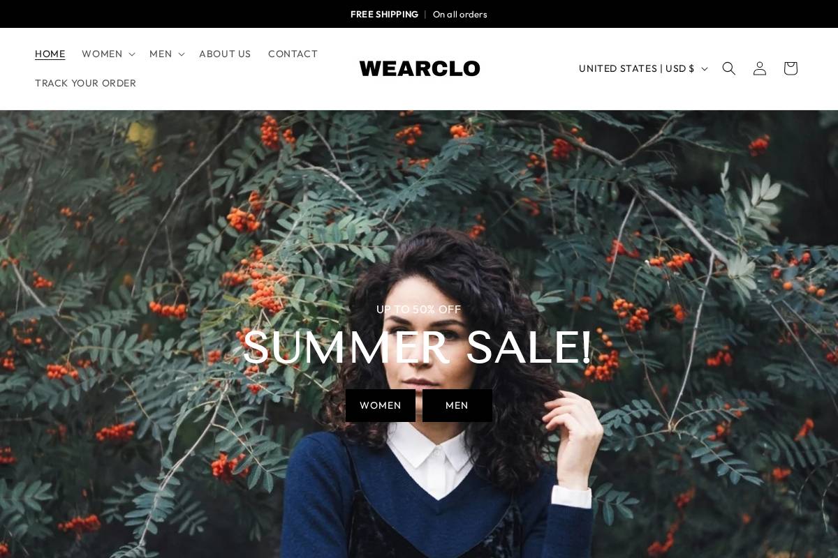 Wear Clo homepage screenshot